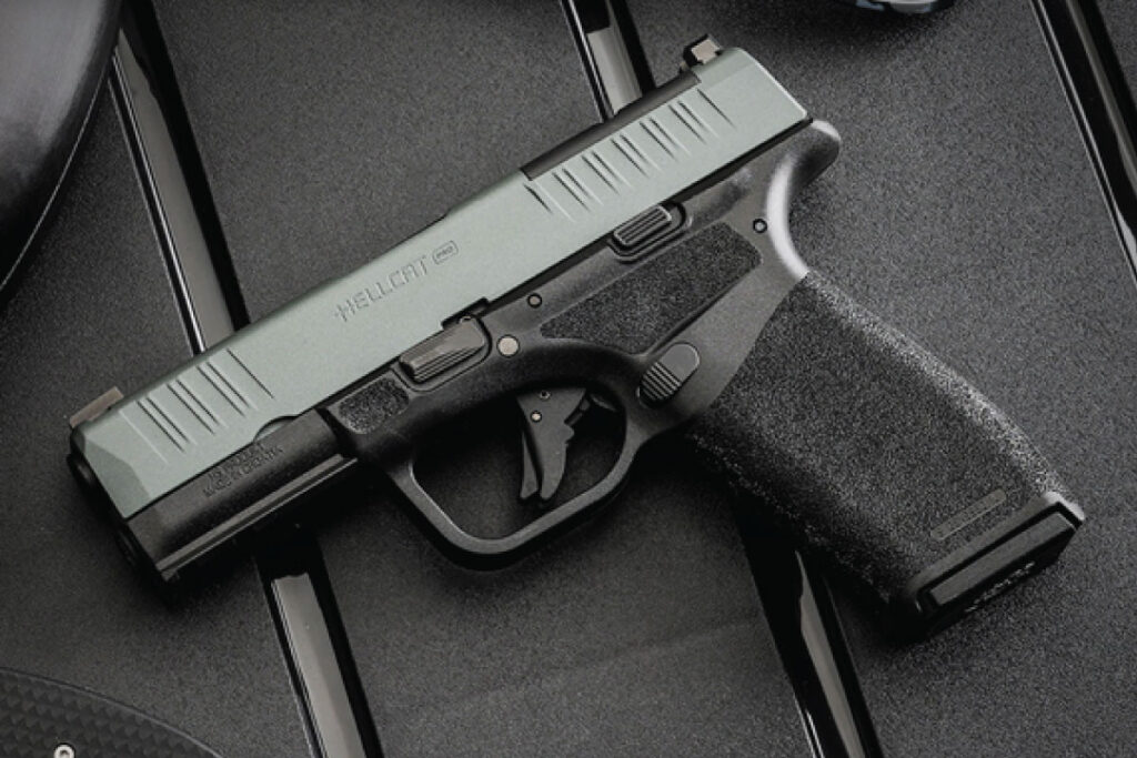 Photo Courtesy of Springfield Armory. The new Hellcat® Pro is a compact pistol chambered in 9mm that offers 15+1 capacity in a smaller footprint than any other gun in its class. Optics ready and equipped with a versatile accessory rail and hammer forged barrel, this exceptional everyday carry pistol delivers the perfect balance. Available on GunBroker.com