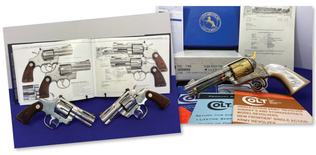 Bryant Ridge Company SOLD Colt Single Action Army *"B" FACTORY ENGRAVED w/ PEARLS* Wilkerson Model and a Colt Combat Python 357 Mag *RARE CONSECUTIVE SET - 3" CAROL WILKERSON*